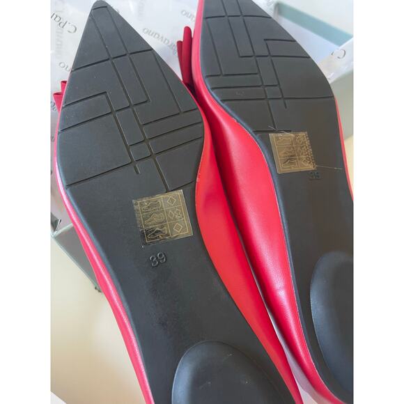 NIB C.Paravano Red Pointy Bow Flats (Aida) Size 39 or 8.5 - Picture 9 of 11